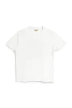 T-shirt bianco scollo a V manica corta Sevenoaks NBY702