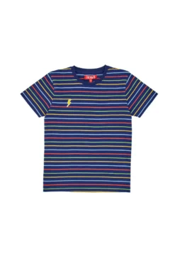 T-Shirt Blu con Righe Colorate Pitt Kids PT-B-T-05007