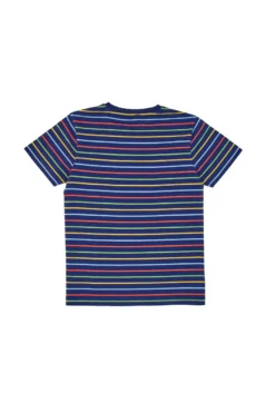T-Shirt Blu con Righe Colorate Pitt Kids PT-B-T-05007