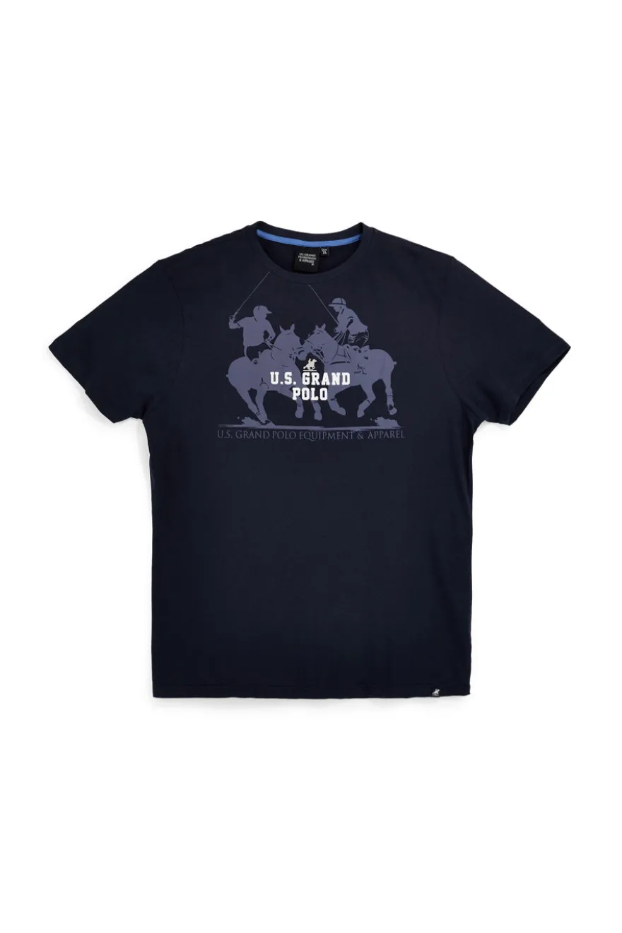 T-shirt blu con stampa logo U.s.grand polo US61612M