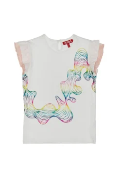 T-shirt con Volant Bianchi Pitt Kids 05083