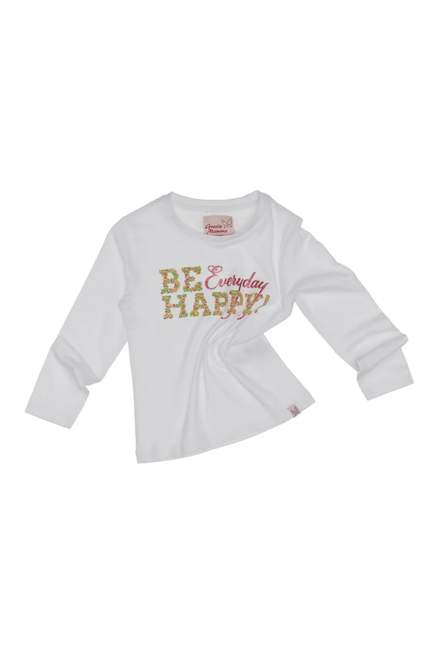 T-Shirt Maniche Lunghe Bianco Grazie Mamma 04057