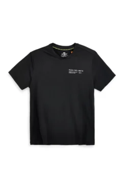 T-shirt nera a maniche corte con stampa frontale No limits MATS026S26