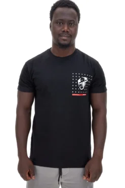 T-shirt nera con stampa petto e dettagli rossi Abarth AH024TEA