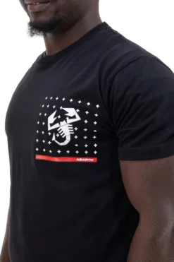 T-shirt nera con stampa petto e dettagli rossi Abarth AH024TEA