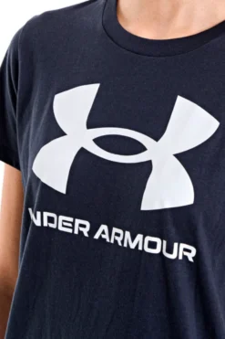 T-Shirt Nera Girocollo con Logo Bianco sul Petto UNDER ARMOUR RIVAL LOGO SS