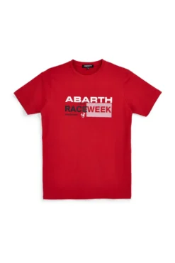 T-shirt rossa con stampa frontale Abarth AH003TE