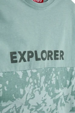 T-shirt verde con stampa Explorer Pitt kids PT-B-T-9010