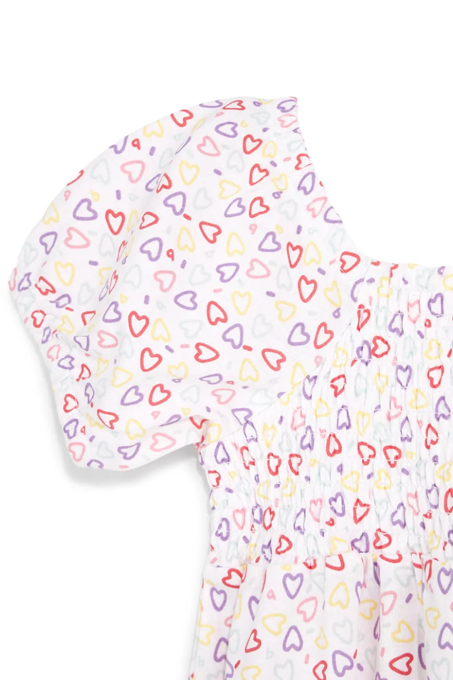 Vestito bianco con stampa cuori in cotone Pitt kids Pt-g-d-9043