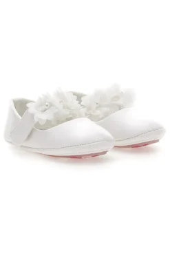 Weiße Ballerinas mit dekorativen Blumen Thank you girl 392601S