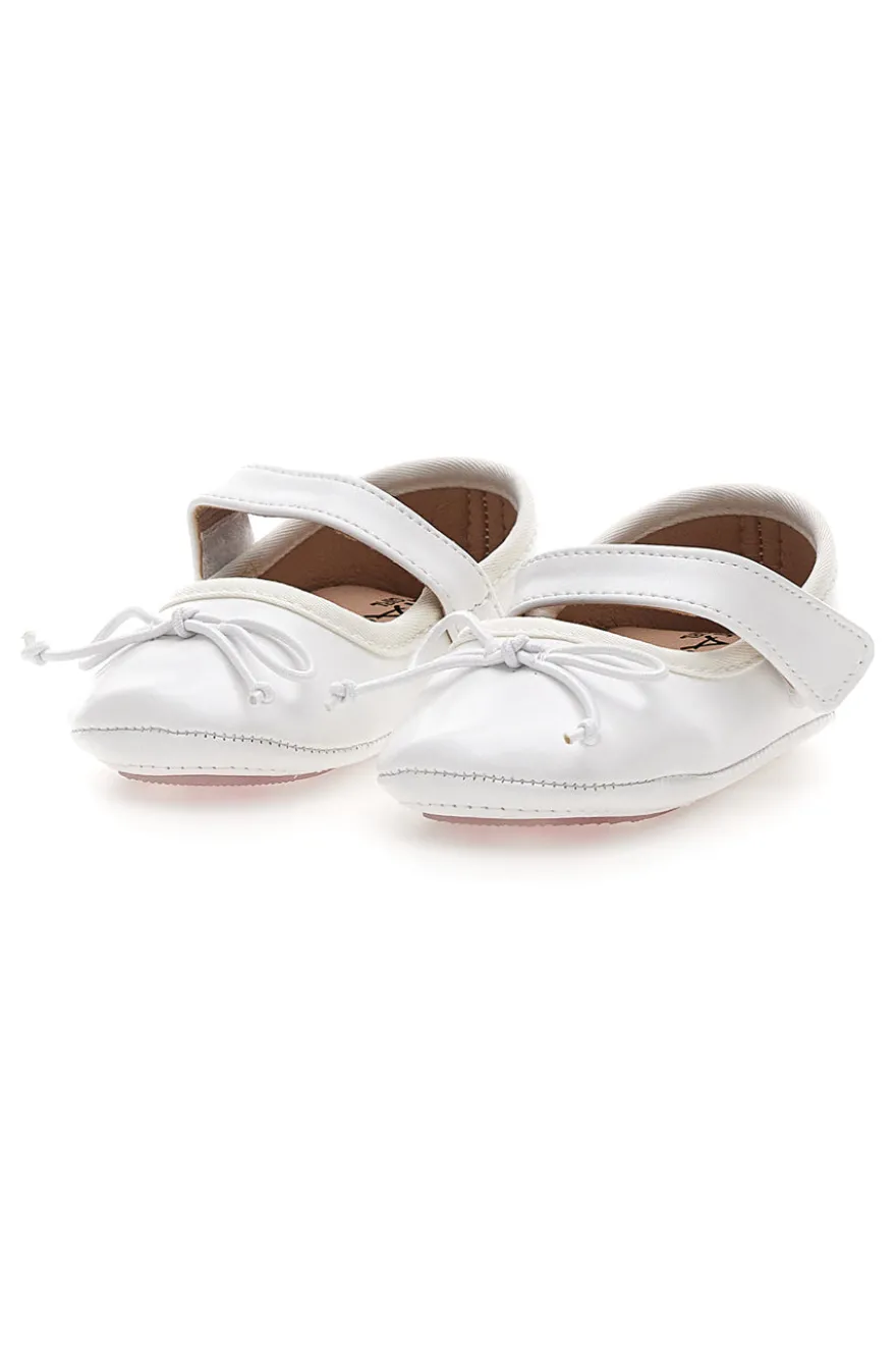 Weiße Ballerinas mit Schleife und Riemen Thank you girl 392602S