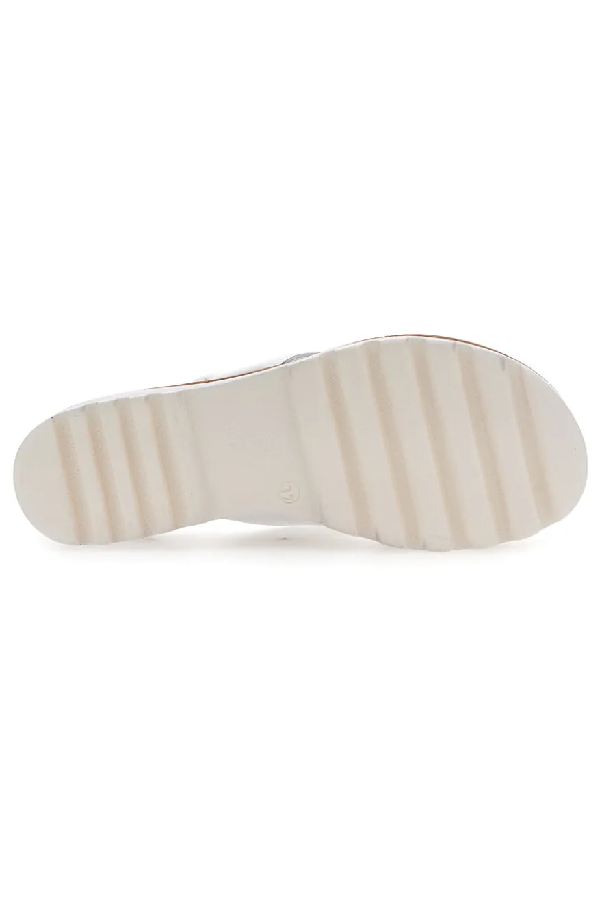 Weiße Flip-Flop-Hausschuhe, hergestellt in Italien, mit Obermaterial aus Leder, PITTARELLO 66470811