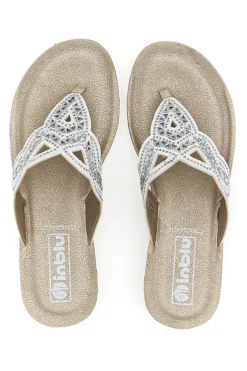 Weiße Flip-Flops mit Steinen und Strasssteinen Inblu 36 Bv