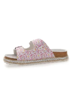 Weiße Hausschuhe mit doppeltem rosa Glitzerband PITT KIDS 14507