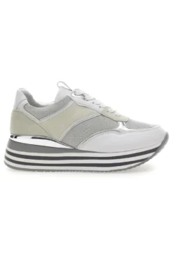 Weiße Schnürschuhe mit Plateau und Obermaterial mit Glitzer CAFE‘ COST H1506049