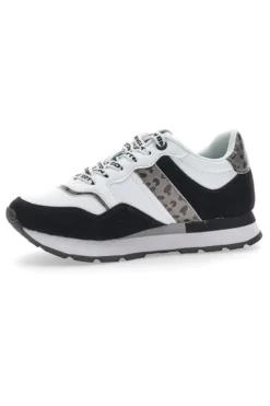 Weiße/schwarze Lunar-Sneaker mit Baumwollgürtel