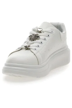 Weiße Sneakers mit dekorativen Clips CAFE' COST LAILITZ004