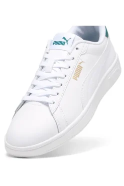 Weiße Sneakers mit grünen Details aus Komfortleder Puma Smash 3.0 L
