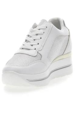 Weiße Sneakers mit Keilabsatz und seitlichem Reißverschluss ENERGY E45
