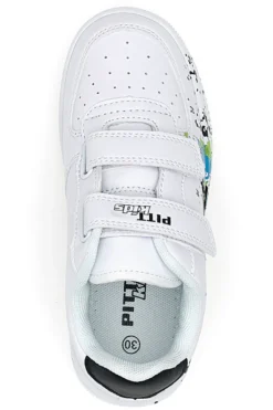 Weiße Sneakers mit Klettverschluss und perforiertem Obermaterial PITT KIDS K191562