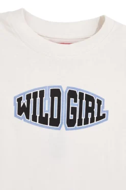 Weißes T-Shirt mit Wild Girl Pitt Kinderaufdruck PT-G-T-9042