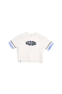 Weißes T-Shirt mit Wild Girl Pitt Kinderaufdruck PT-G-T-9042