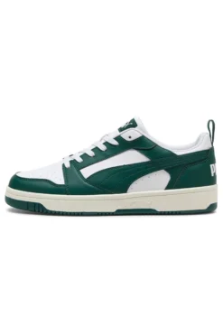 Weiße und grüne Turnschuhe PUMA Rebound v6 Low