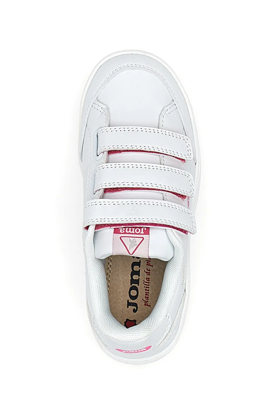Weiße und rosa Turnschuhe mit Klettverschluss-Rips Joma W Agora Jr 2410