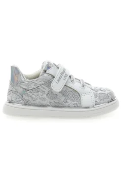 Weiße und silberne Sneakers mit Klettverschluss LAURA BIAGIOTTI AG17132