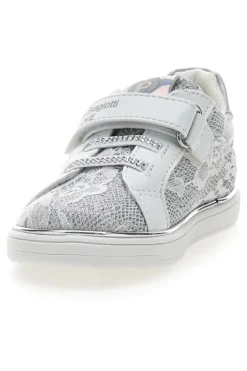 Weiße und silberne Sneakers mit Klettverschluss LAURA BIAGIOTTI AG17132