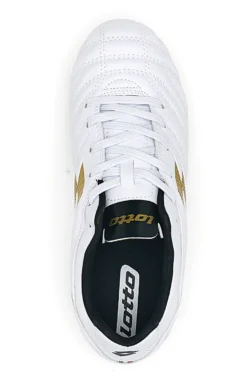 Weiß-goldene Lotto Stadio 705 Fg Jr. Fußballschuhe