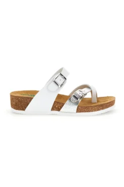 Weiß silberne Hausschuhe mit echter Ledersohle Pittarello eco 293A312SR