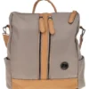 Zaino beige e cuoio con zip frontali e spallacci regolabili Prima riga WIS BAGPITT001-A
