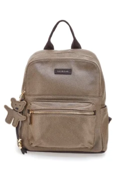 Zaino taupe con charm orsetto e spallacci regolabili Naj-Oleari 61801/BOBA13