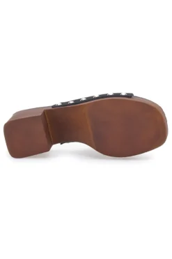 Zoccoli Neri in Vera Pelle con Tacco Effetto Legno PITTARELLO LOVE 4850