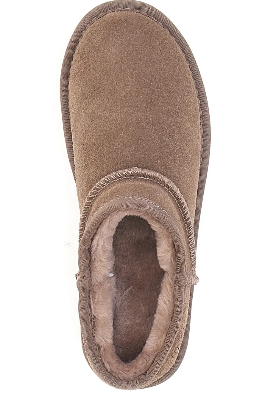 Zoccoli Taupe con Pelo in Vera Pelle MON DIEU WD5530T